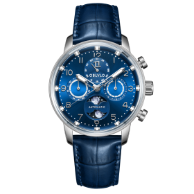 OBLVLO Unique Dome Sapphire Mirror Men Automatic Mechanical Watches Calendar Waterpoor Clock IM-MUT-MP-YLLL